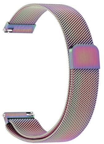 Amzpas Edelstahl Mesh Uhrenarmband 22mm 20mm 19mm 18mm Metall Ersatz Armband Magnetverschluss Smartwatch Schnellverschluss Watch Uhren Ersatzband Für Damen Herren(20mm,Bunt)