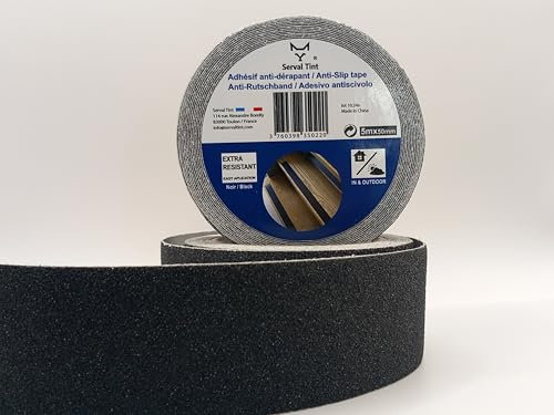 Antideslizante escalera adhesiva cinta adhesiva suelo interior exterior extra resistente antideslizante escocés barco camping car baño (5 x 5 m)