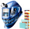 TRQWH Welding Helmet with Light True Color Auto Darkening Welding Helmets for Men Solar Powered Welding Hood with 2 Arc Sensor Wide Shade 4/9-13 for TIG MIG ARC Cool Welder Mask (blue)