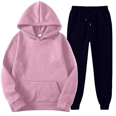 KONG JIMFAN Hoodie Herren 2024 Jogginganzug Herren 2-Teilig Jogginganzug Trainingsanzug Tracksuit Mit Reißverschlüssen Tasche Freizeitanzug Trainingshose Sportanzug Herren Jogginganzug(#A Pink,3XL)