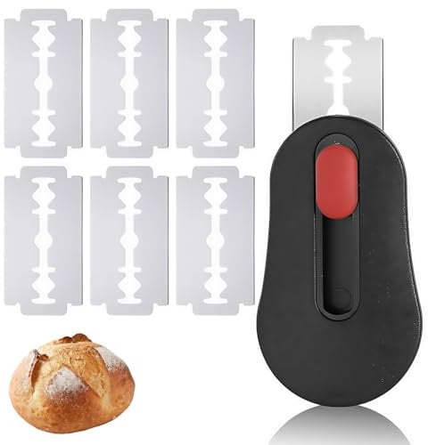 agogue Bäckermesser+6 Individuell Klinge,Teigmesser Brot Mit, Tragbarer Brotklinge und Ideale Brotklinge, Brot Einschneidemesser Brot Backen Zubehör 7x4cm (Schwarz)
