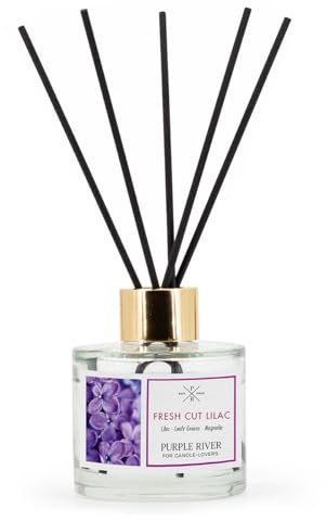 Purple River Raumduft Reed Diffuser | Fresh Cut Lilac | Aroma Diffusor 100ml | langanhaltender Duft für Zuhause | inkl. 7 Duftstäbchen | Lufterfrischer für Bad, Küche, Wohnzimmer
