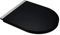 Fanmitrk Abattant de WC avec système d'abaissement automatique - En forme de D - Noir - 46 x 36 cm - En Duroplast avec fermeture rapide - Avec bandes décoratives en métal brillant