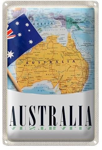 Blechschild | Australien Karte | Vintage Deko | Wandkunst | 20 x 30cm