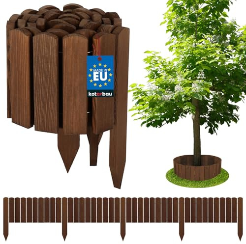 KOTARBAU® Bordure Jardin Exterieur Bois - 200 x 20 cm - Cloture Bois Jardin - Brun - Palissade Flexible - Décoration