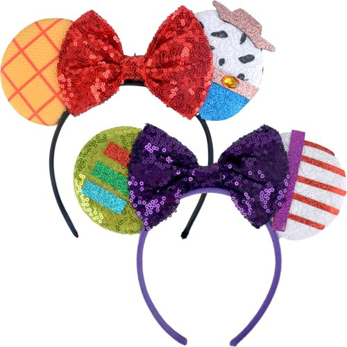 SSKHE 2 Bandes de Tête avec Oreilles de Souris, Bandes de Tête avec Nœud Classique pour Adultes et Enfants, Parfaites pour les Fêtes, Accessoires de Costumes et Amusement dans les Parcs à Thème