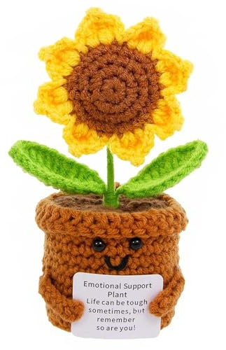 Omnikryp Creative Knitted Positive Doll, Girasole Carino con Energia Positiva, Lavorata a Maglia Supporto Emotivo Animali Positivi, Regalo per Rallegrare Amico