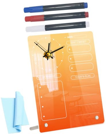 MAGICLULU Acryl Planertafel mit Uhr Tischbeschreibbare Tafel für Büro und Arbeit Termin und Aufgabenplanung dem Schreibtisch