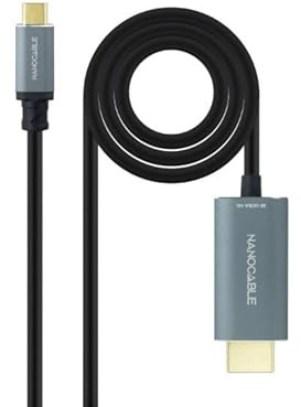 Watio Wave Konverter USB C auf HDMI 2.1, Auflösung 8k, 1,8 m Länge, schwarzes Material, Kompatibilität mit USB-C-Geräten