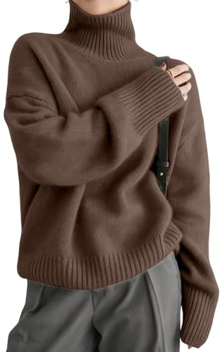 Qmerlimui Pulls à Col Roulé pour Femme Pull Oversize d'hiver à Manches Longues Pull-Over en Tricot à Manches Longues