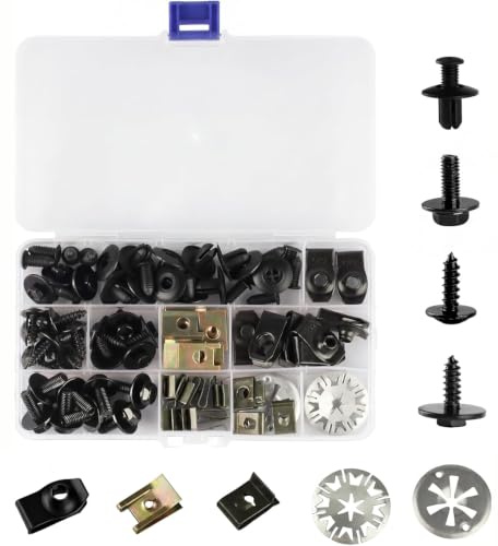 Kit di 110 viti e clip per dado, viti per parafango sottoscocca auto, clip e viti per protezione termica e vite autofilettante per copertura passaruota sottoscocca paraurti parafango fissaggi