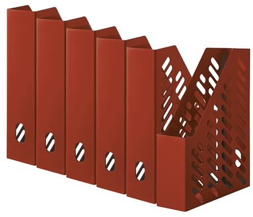HAN Stehsammler KLASSIK – 6 Stück, moderner Stehsammler im zeitgemäßen Design. Funktional, hochwertig und schick bis Format DIN A4/C4, rot, 1601-17D