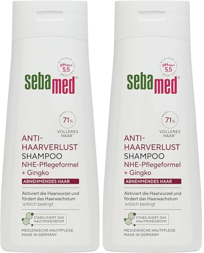 Sebamed Anti-Haarverlust Shampoo, Shampoo gegen Haarausfall, für kräftiges und gesundes Haar, fördert das Wachstum und aktiviert die Haarwurzel, bis zu 71% volleres Haar*, 200 ml (Packung mit 2)