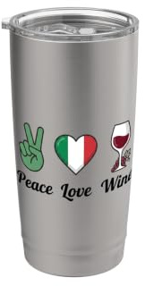 Italy Peace Love Italian Wine Stainless Steel Insulated Tumbler