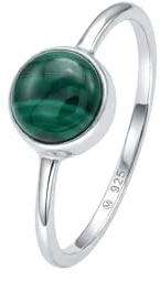 mantraroma Silberring Damen 925 Sterling Silber – runder Edelstein Ring Ø 7 mm, schlichter minimalistischer Damenschmuck modern elegant, Geschenk für Frauen