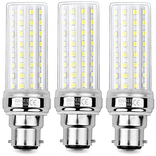 HZSANUE LED Maíz Bombilla 20W, 150W Incandescente Bombilla Equivalentes, 6000K Blanco Frío,B22 Bayoneta Cap Bombillas LED, 2200lm, 3 Pack