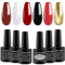 Lagunamoon 6 Colours Gel Nail Polish 6PCS Gel Polish Set Red White Black Gold Glitter Soak Off Nail Gel Polish Manicure Salon Xmas Gift Nail Art Kit Starter Kit 8ML