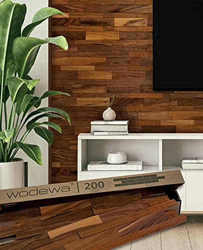wodewa Designpaneel Wandverkleidung Holz Nussbaum 3D Wandpaneele 0,096m² Holzwandverkleidung Innen Holzverkleidung Holzwand Wohnzimmer Schlafzimmer