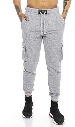 Redbridge Herren Cargo Jogginghose Hose Sweat-Pants Premium Silver-Skull Grau M