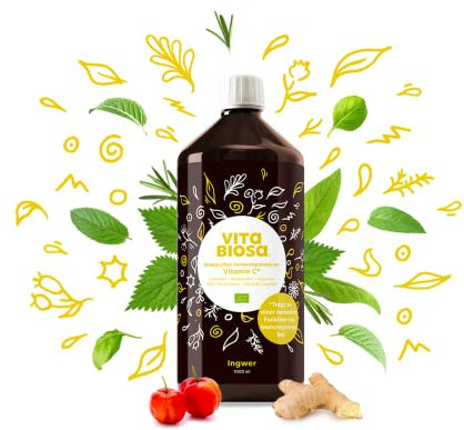 Vita Biosa Ingwer + Vitamin C 1 Liter in Bio Qualität - Extra-Portion Ingwer für die erfrischende Geschmacksnote - fermentiertes Lebensmittel auf Basis von Milchsäurebakterien und Kräutern