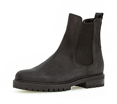 Gabor Damen Chelsea Boots, Frauen Stiefeletten,Wechselfußbett,Komfortable Mehrweite (H),gefüttert,Bootee,schwarz (Flausch),37.5 EU / 4.5 UK