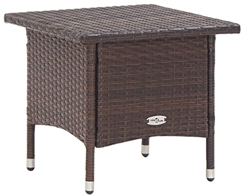 Makastle Polyrattan Beistelltisch 50 x 50 x 47 cm Couchtisch Teetisch Wetterfest Gartentisch Balkontisch Kaffeetisch Outdoor Gartenmöbel, Braun
