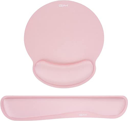 GIM Gaming Mouse Pad,Keyboard Wrist Rest Mouse Mat Set Ergonomic Keyboard Wrist Support Memory Foam Mouse Mat (Pink)