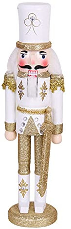 Nicfaky 30CM Schiaccianoci Pupazzo Legno Natale Desktop Decorazioni