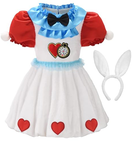 ReliBeauty Hasen Kostüm Kinder Osterhasen Kostüm Mädchen mit Hasenohren,120
