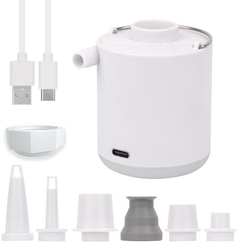 Electric Air Pump,Portable Air Pump with Fast Inflating/Deflating,1600mAh Rechargeable Electric Pump with 6 Nozzles for Kids Paddling Pool, Swimming Pool, Airbed, Inflatable Boat