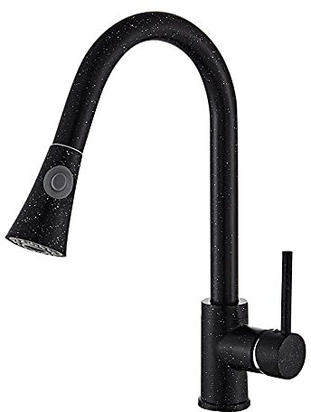 ZEDARO Spültisch-Mischbatterie, Spültisch-Mischbatterie 360° Küchenarmaturen Home Küche Einloch Schwarz Warm- und Kaltwasser-Mischbatterie/Schwarz
