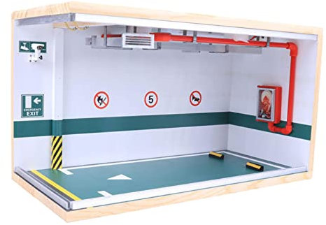 RAHYMA Garage Scene Model 1:18 Parking Lot Diorama Model, Wood Collectible 1:18 Scale Diecast Vehicle Model Vetrina for Diorama Micro Landscape/1146