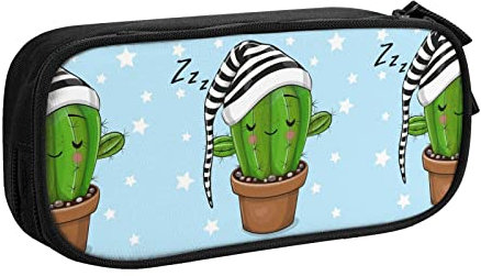 FJAUOQ Cartoon Cactus Pencil Case Compartments Pen Pouch Box Multifunctional Makeup Bag Holder Large Storage Stationery Organizer with Zipper for Office Travel