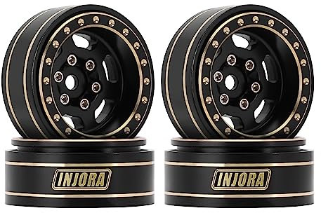 INJORA 1.0 Plus Messing Beadlock Felgen 43g/Stück 6-Speichen Felgen für TRX4M SCX24 FCX24 1/24 1/18 RC Crawler, Schwarz