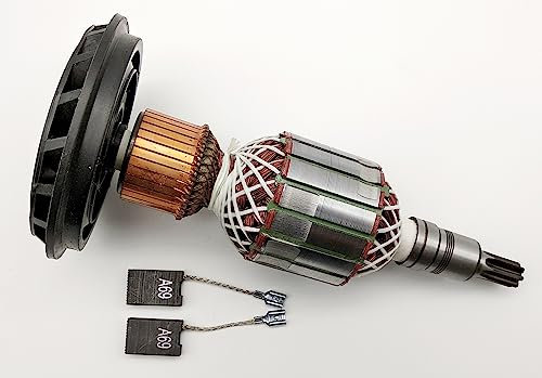 Motor Anker Rotor Läufer + Kohle Kompatibel zu/Ersatz für Bosch GSH10C, GBH10DC, Würth MH 10 E, GSH 10 C, GBH 10 DC