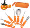 7Pcs Halloween Kürbis Schnitzset,Kürbis Schnitzwerkzeuge mit Aufbewahrungstasche,Edelstahl Professionelles KüRbis Schnitz Tool Kit,DIY Kürbis Schnitzmesser für Kinder und Familie Halloween Dekoration