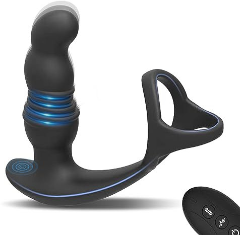 YcsLust Analvibratoren mit Penisring Prostata Massagegerät Fernbedienung Analplug mit 7 Schubarten + 3 Vibrationsarten,Dehnbar Silikon Penisringe Analvibratoren Anal Dildo Sex Spielzeug für die Männer