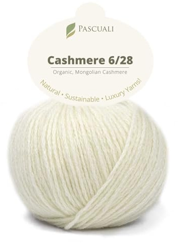 25 g Pascuali Cashmere 6/28 | 100% Kaschmirwolle Bio Kaschmir zum Stricken und Häkeln, Farbe:Wollweiß 54