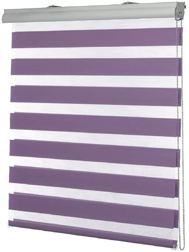 Lamellenvorhang Jalousie Jalousette 115 x 250 cm Doppeltes Tuch, Schutz der Privatsphäre Tür Fenster Sonnenschutz Montage-Teile inklusive für Tür und Fenster, Lila