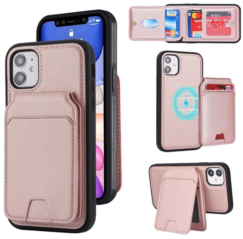 Zouzt for iPhone 11 Detachable 2 in 1 Wallet Case with Card Holder for Magsafe, Magnetic PU Leather Flip Credit Slot Protective Phone Cover Women Men for iPhone 11 6.1 Inch - Rose Gold