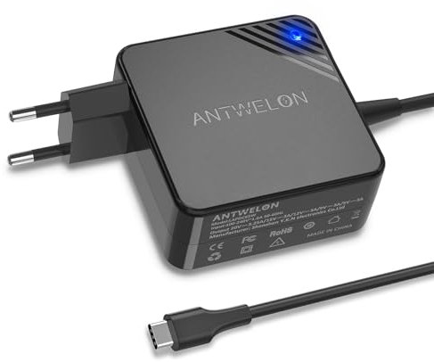 ANTWELON Fuente de alimentación USB C de 65 W para Lenovo Thinkpad X1 Yoga HP Spectre DELL Latitude ASUS Chromebook Huawei Matebook Wallplug 20 V 3,25 A TYPEC Cargador