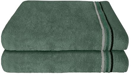 Schiesser Frottier Duschtuch Skyline Color im 2er Set | 100% Baumwolle aus nachhaltiger Produktion | saugstark, weich, farbecht | 70x140cm | Dunkelgrün