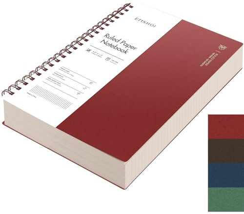 EMSHOI A4 Notebook Lined 300 Perforated Pages/150 Tear Sheets, Wirebound Spiral Notepad, 100gsm Thick Paper, Waterproof Softcover, Writing Journal for Work Office School, 21.5x27.9cm, Wine Red