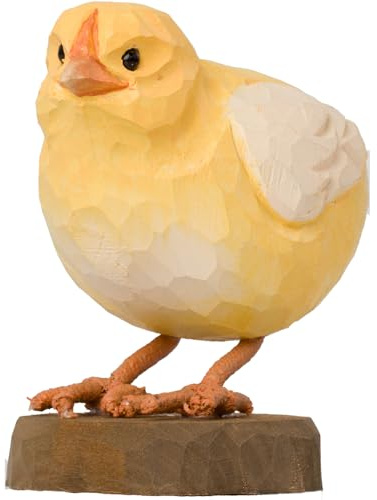 WILDLIFEGARDEN WG4477 DecoBird Munteres Küken - Handgeschnitzter Dekorative Vogel aus Holz - Kleine Europäische Vögel