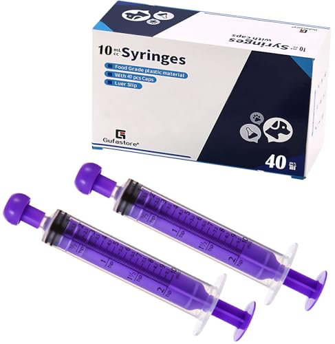Gufastoe 40 Stück 10ml Spritze mit Schutzkappen für Industrie oder Tierfutter (Lila)