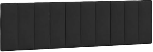 vidaXL Kopfteil Kissen Hanko, Kopfteilkissen mit Linien-Design, Bett Kopfkissen mit Klettverschlüssen auf Rückseite, Kopfteilpolster Kopfpolster, Schwarz 180cm Samt