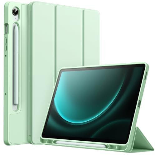 JETech Custodia per Samsung Galaxy Tab S10 FE / S9 FE 10,9 Pollici con S Pen Holder, Morbido TPU Trifold Supporto Protettiva Tablet Cover, Supporta S Pen di Ricarica, Auto Svegliati/Sonno (Mint)