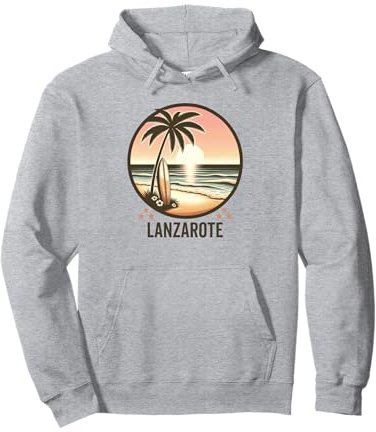 Lanzarote Palmen Surfen - Kanarische Insel Strand Sonnenuntergang Pullover Hoodie
