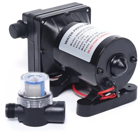 Hochdruck Membran Wasserpumpe Druckpumpe Wasser mit Druckschalter Selbstansaugende Pumpe 12V für Wohnwagen Bootsreinigung Waschen und Gartenbewässerung
