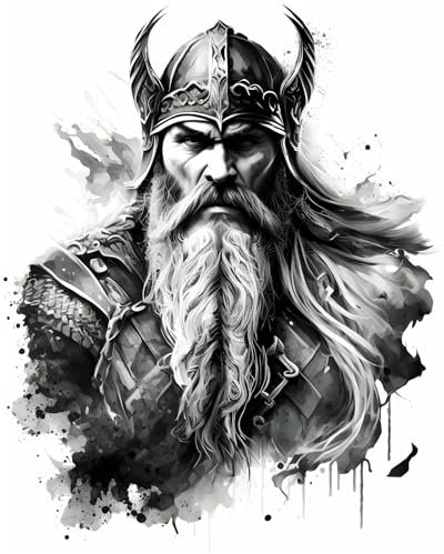 Samunshi® Wanddeko Viking Ivar Wallart Wolf Wandtattoo Asgard für Wohnzimmer Küche Wandaufkleber Wandsticker Runen Odin Thor 56x70cm